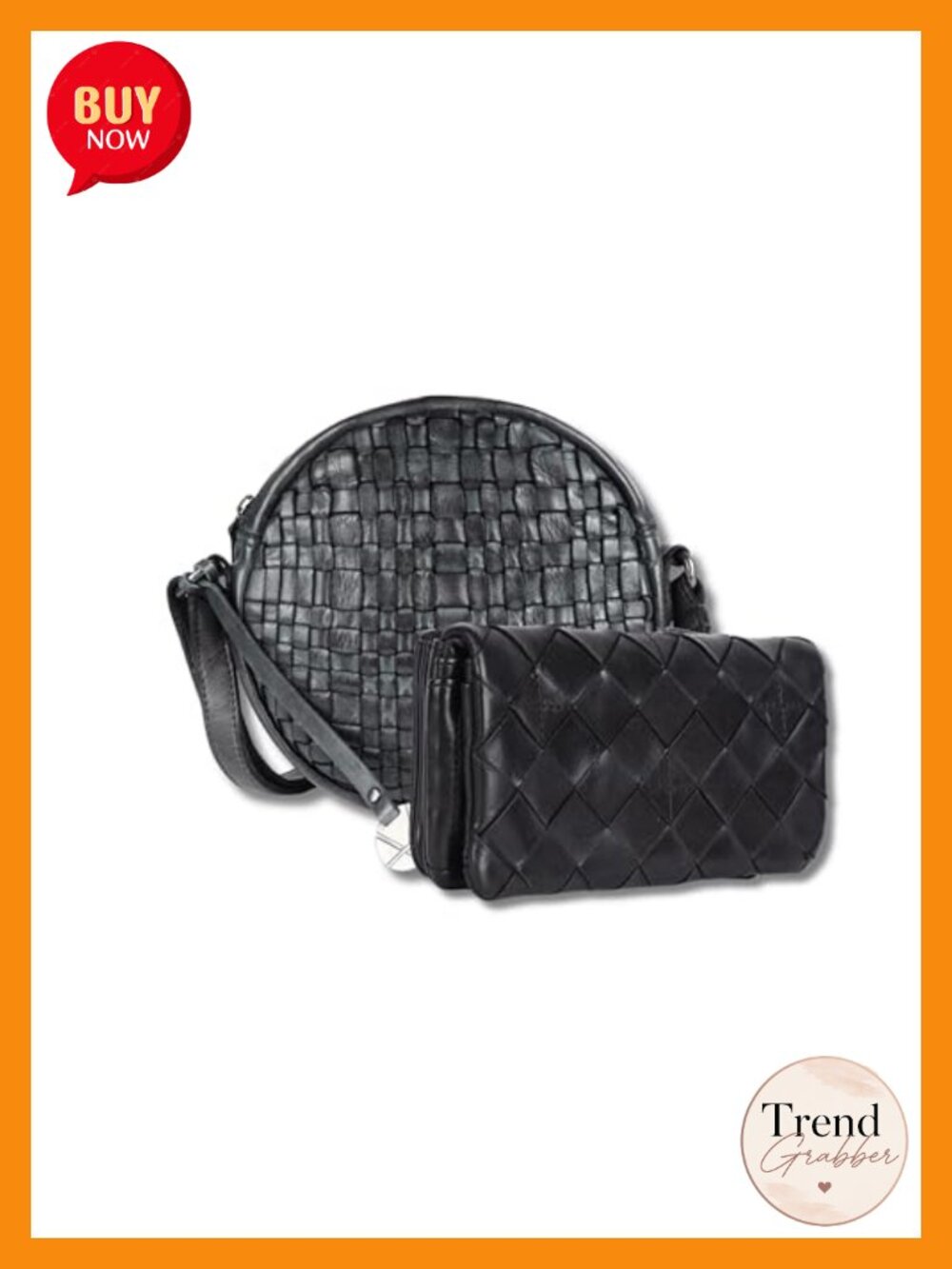 Genuine Leather Crossbody Bag & Wallet Set for Women Zipper Coin Purse